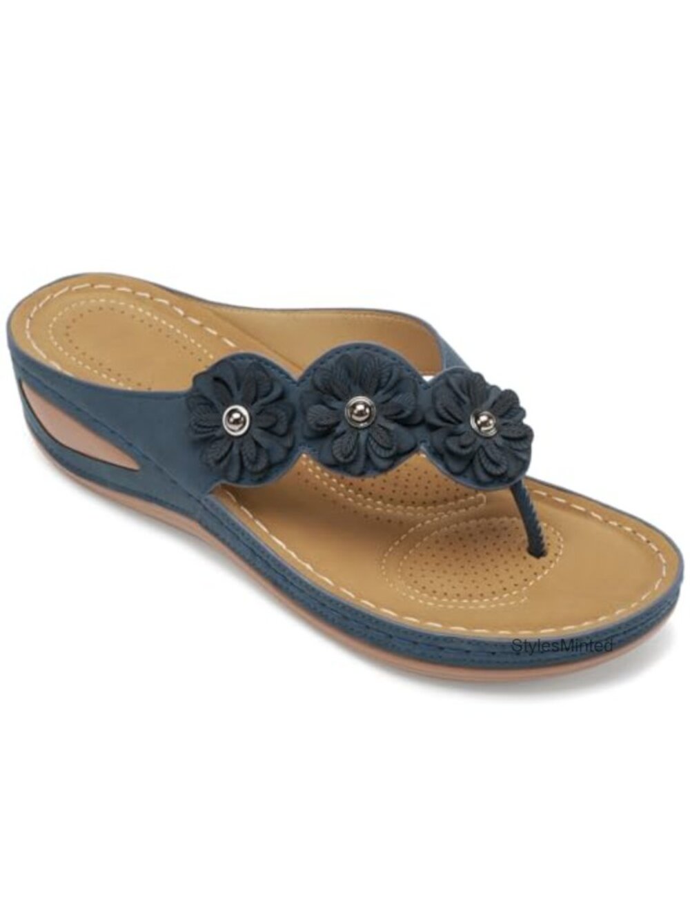 Women's Wedge Sandals Comfortable Platform Flip Flops Faux Leather Slip On